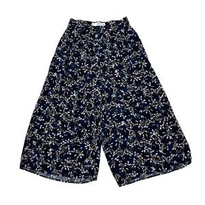 MNG Casual Pants Womens 2 Blue Floral Wide Leg Crops